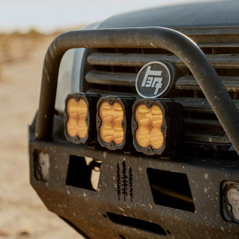 KC HiLiTES FLEX ERA 4 Performance Yellow Lens, truck front bumper with FLEX ERA 4 lights fitted with performance yellow lenses