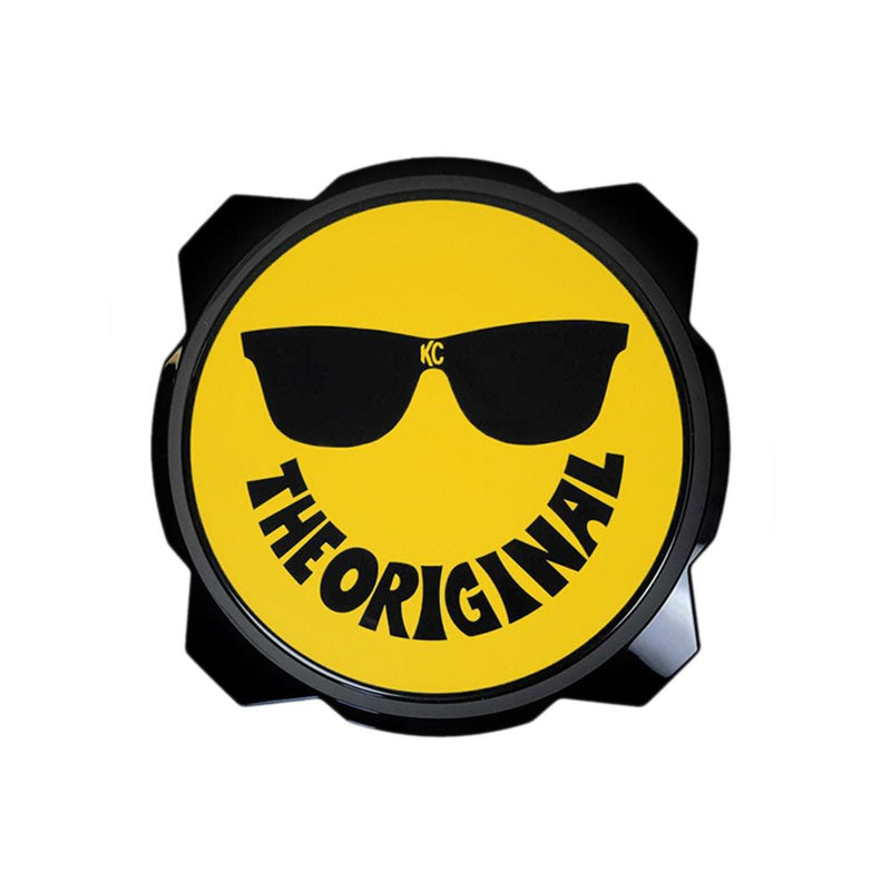 KC HiLiTES Gravity Titan & Pro6 6" Light Cover & Shield, yellow smiley face cover, front view