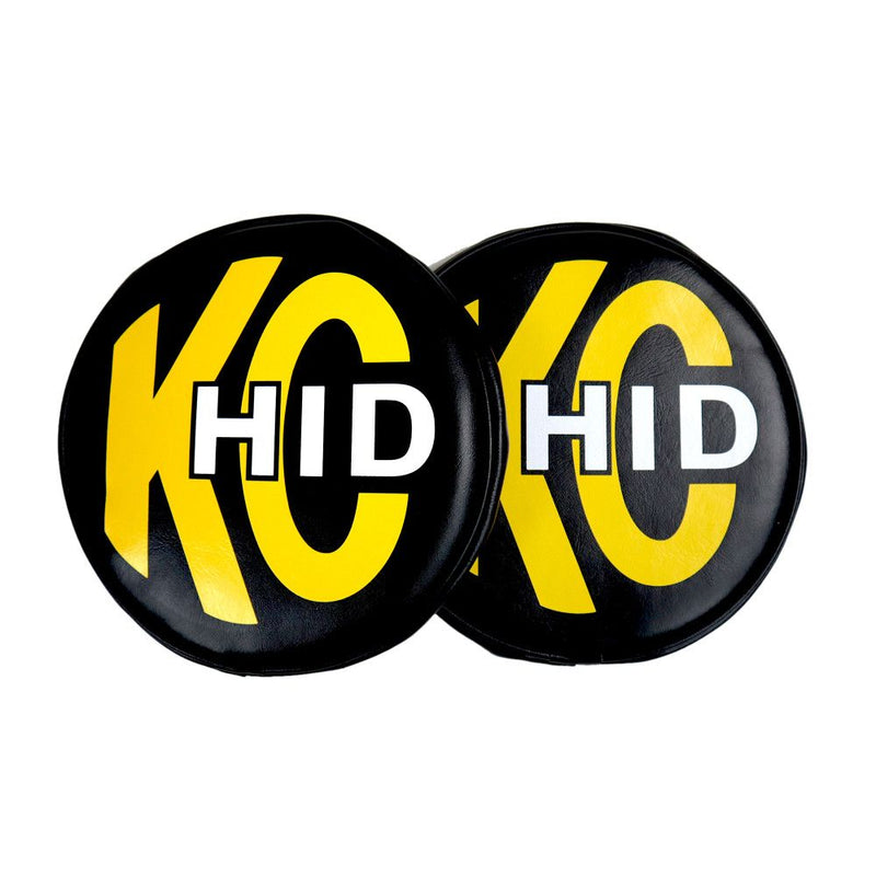 KC HiLiTES 8" Round Light Cover Pair, two HID vinyl covers side by side