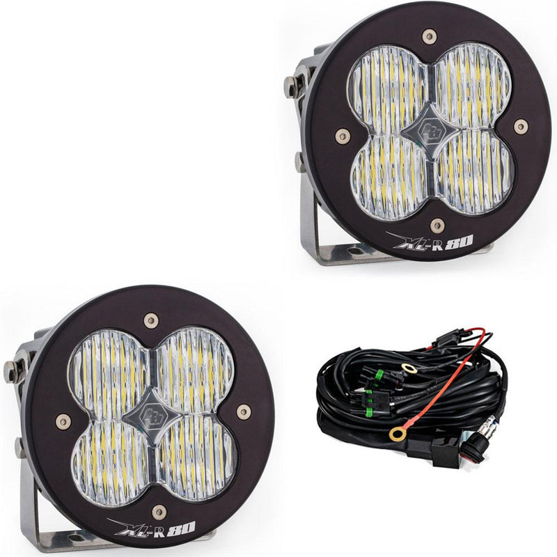 Baja Designs XL-R 80 LED Auxiliary Light Pod Pair, with Wide Cornering pattern and Clear lens, studio photo