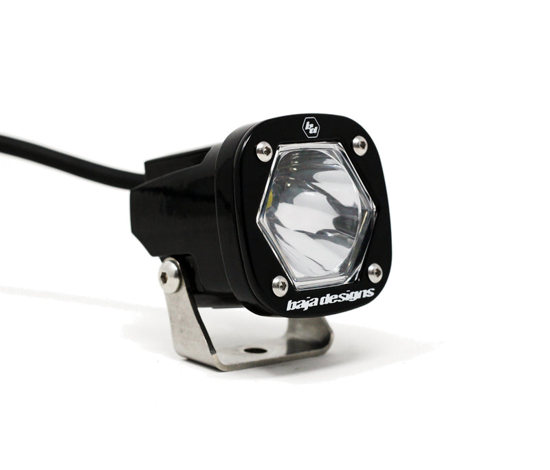 Baja Designs S1 Black LED Auxiliary Light Pod, with Spot pattern and Clear lens, studio photo