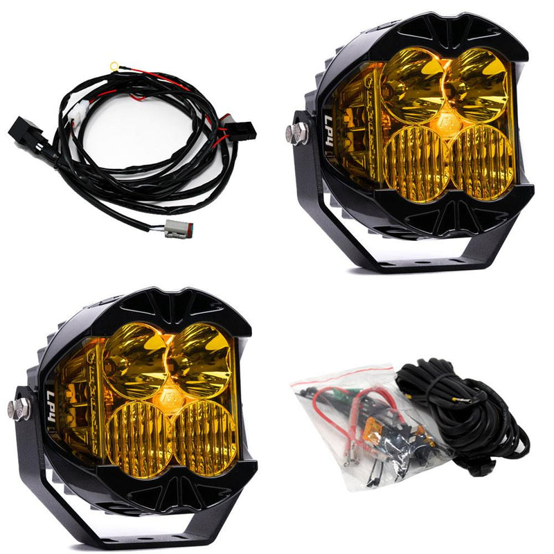 Baja Designs LP4 Pro LED Auxiliary Light Pod Pair, with Driving/Combo pattern, Baja Amber lens and Amber backlight, studio photo