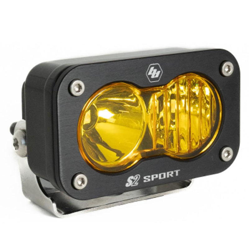 Baja Designs S2 Sport Black LED Auxiliary Light Pod, with Driving/Combo pattern and Baja Amber lens, studio photo