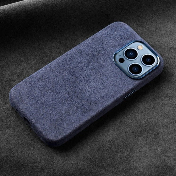 Alcantara Elegance Premium iPhone Case Luxurious Texture iphone 16 pro max blue alcantara case back