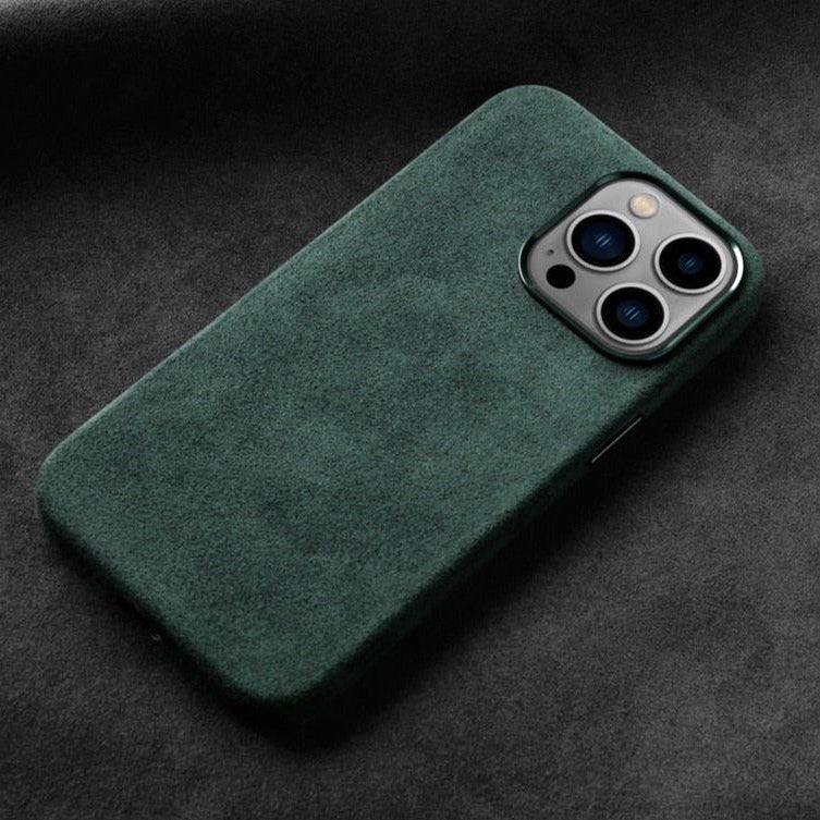 Alcantara Elegance Premium iPhone Case Luxurious Texture iphone 16 pro max green alcantara case back