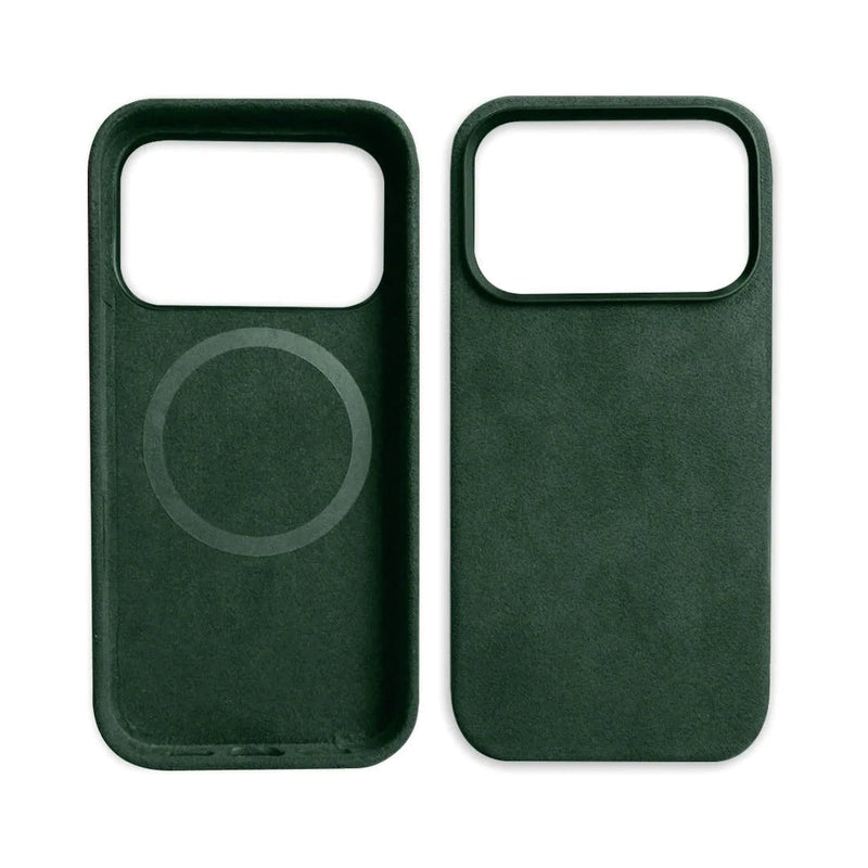 Alcantara Elegance Premium iPhone Case Luxurious Texture iphone 17 pro max green case front back magsafe