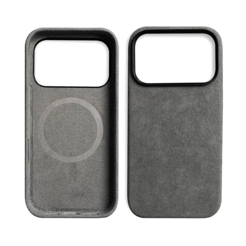 Alcantara Elegance Premium iPhone Case Luxurious Texture iphone 17 pro max light gray case front back magsafe