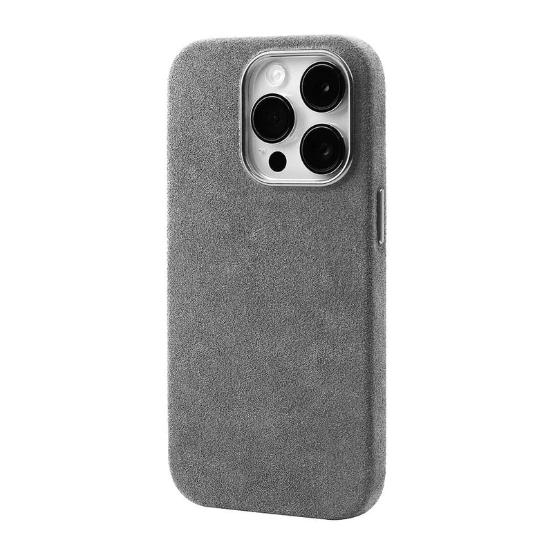 Alcantara Elegance Premium iPhone Case Luxurious Texture light gray case phone back camera