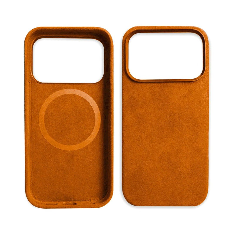 Alcantara Elegance Premium iPhone Case Luxurious Texture orange case exterior interior magsafe