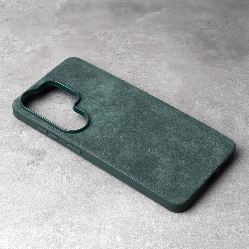 Alcantara Luxe Premium Samsung Galaxy Case Textured Finish green s26 ultra case back view
