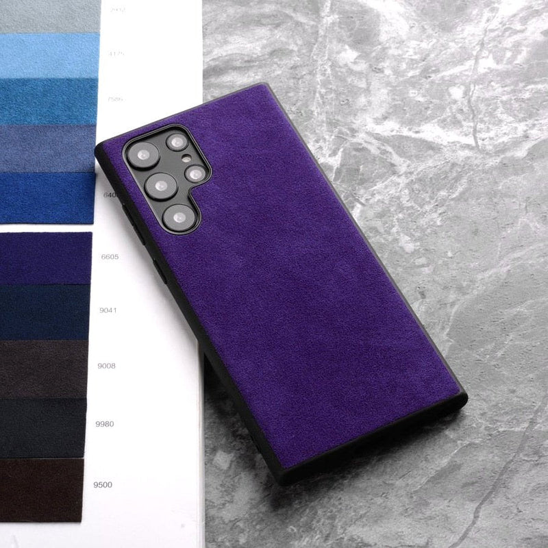 Alcantara Luxe Premium Samsung Galaxy Case Textured Finish violet alcantara case back view color swatches