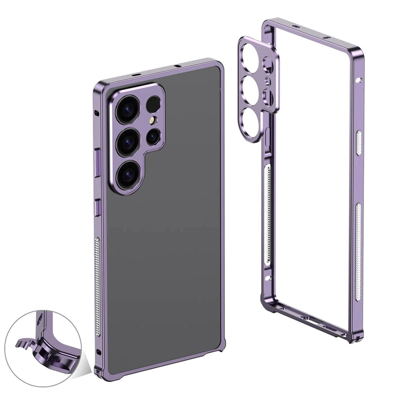 Aurum Shield Aluminum Metal Bumper Case Luxe Finish Samsung purple bumper case disassembled phone detail latch