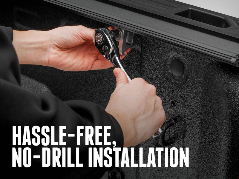 BAKFlip G2 hard folding tonneau cover no-drill clamp-on installation with a ratchet