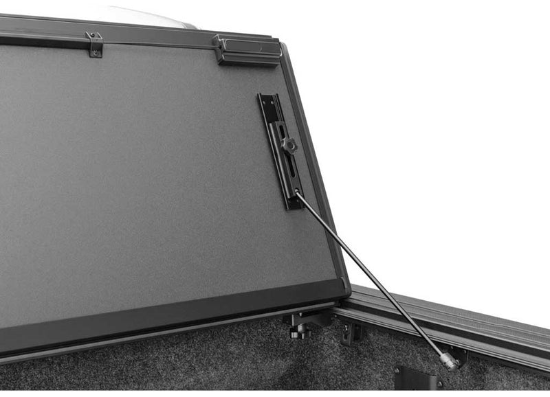 BAKFlip MX4 open top panel and prop rod detail over the truck bed