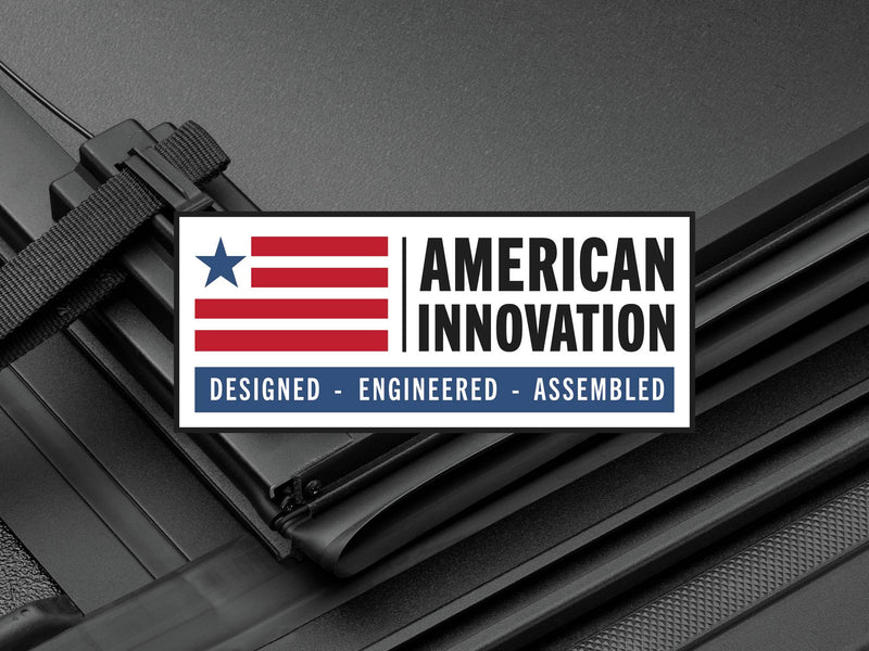 BAKFlip MX4 TS panel detail with an American Innovation designed, engineered, assembled badge