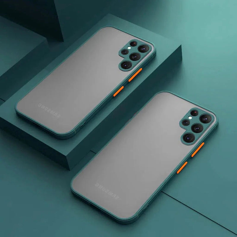 Elysium Shield Shockproof Matte Samsung Galaxy Case Enhanced Grip dark green two cases back view samsung s26 ultra