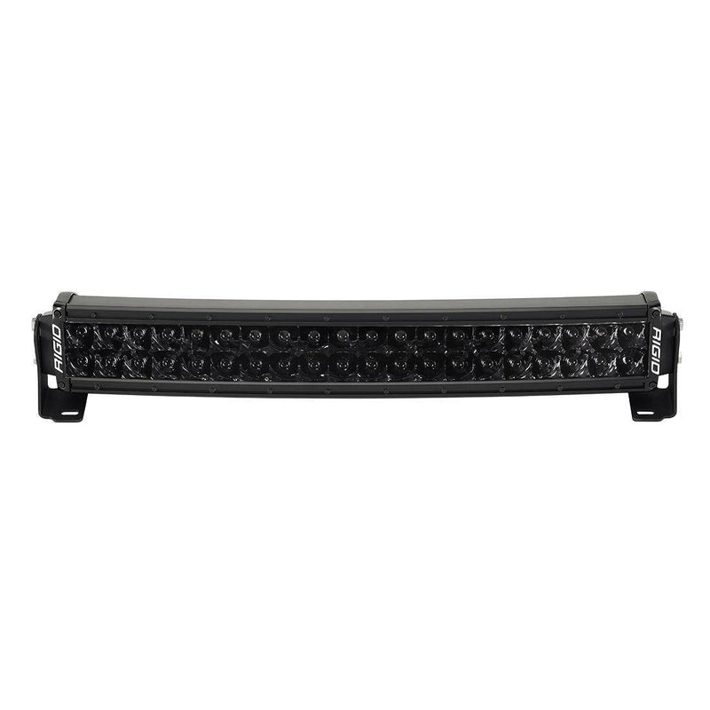 Rigid RDS-Series PRO 20" Spot Midnight curved light bar with blacked-out optics, front view on white