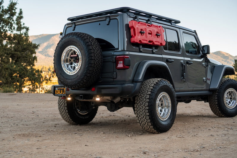 Baja Designs S2 Sport Dual Reverse Light Kit for 2018-2025 Jeep Wrangler JL (Rubicon/Sahara bumper), shown installed on a vehicle