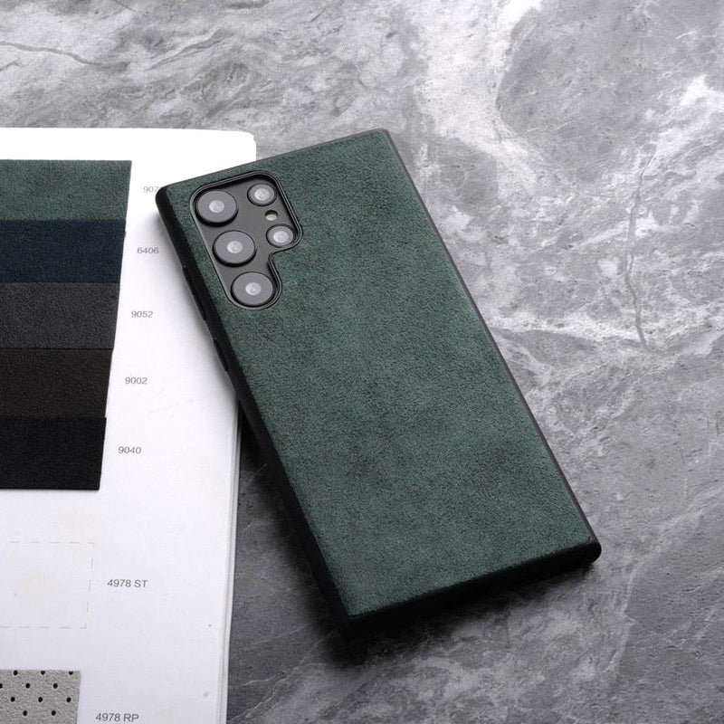 Alcantara Luxe Samsung Galaxy Case Textured Finish green case back view