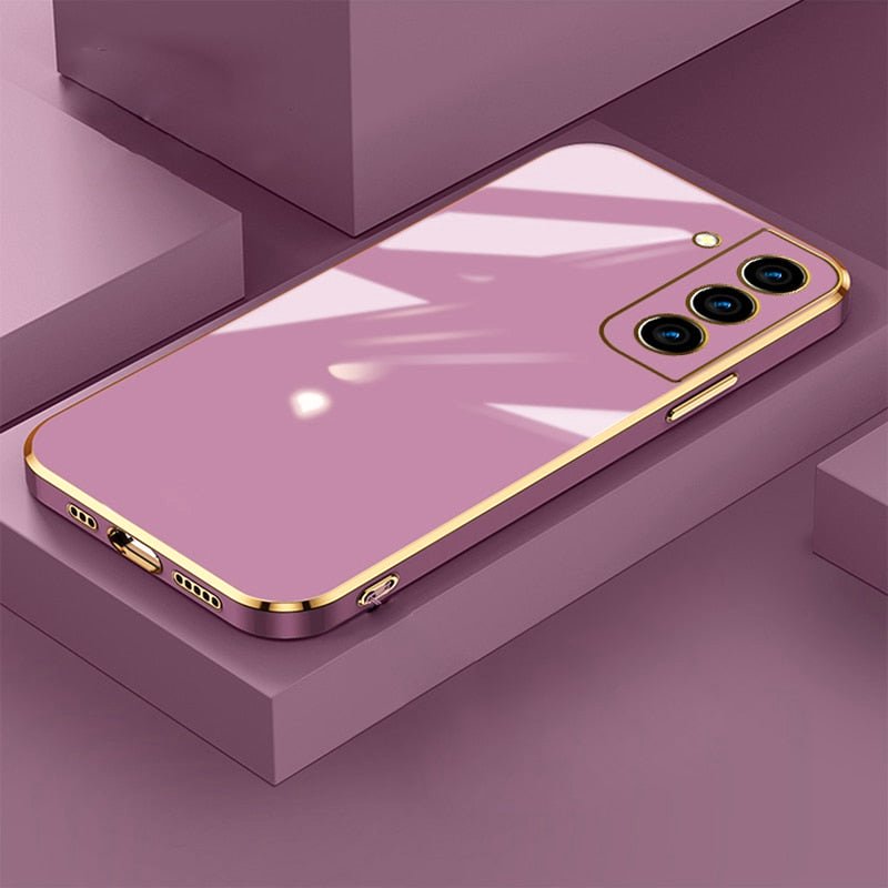 Luxe Horizon Premium Samsung Case Sleek Matte Finish purple Samsung S22 case gold edges