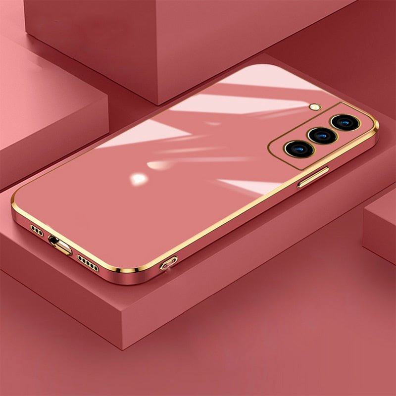 Luxe Horizon Premium Samsung Case Sleek Matte Finish red Samsung S22 case gold edges