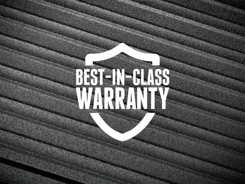 Best-in-class warranty shield badge over a ribbed PowerStep step pad