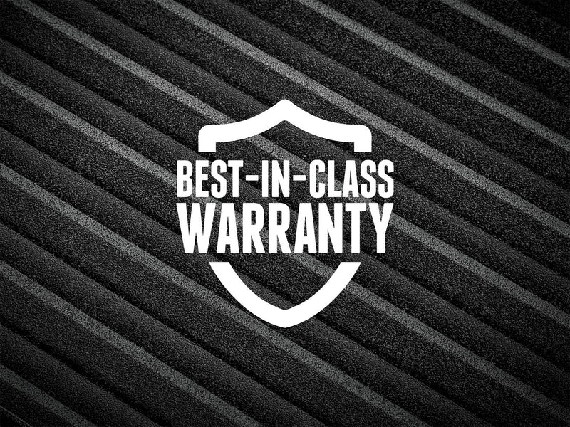 Best-in-class warranty shield badge over a ribbed PowerStep XL step pad