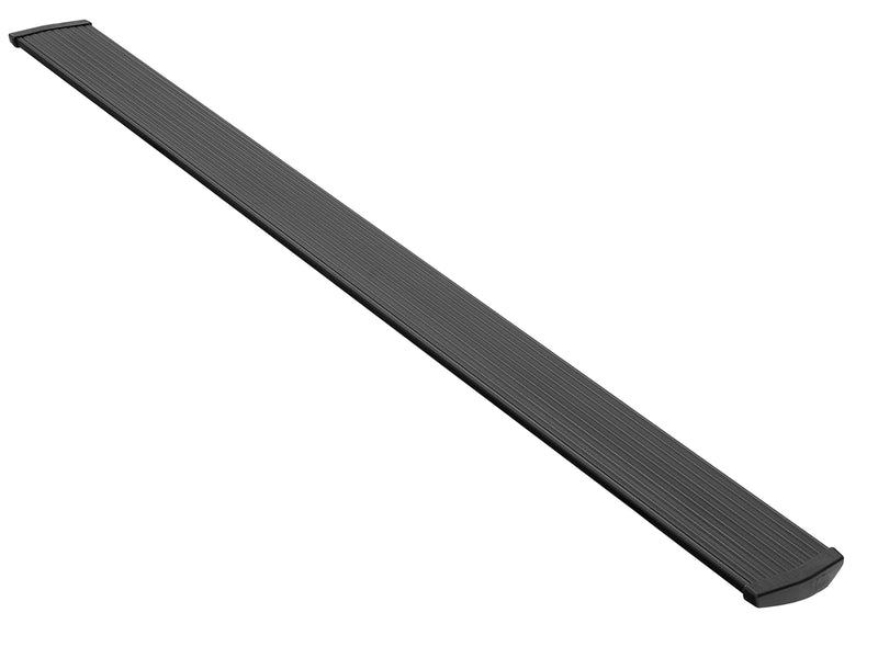 Single black PowerStep step board with end caps, diagonal view on white