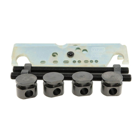 ARB 0770003 differential case spreader components: the zinc plated spreader plate embossed ARB DIFFERENTIAL SPREADER 0770003, two black threaded rods with nuts, and four black spreader blocks