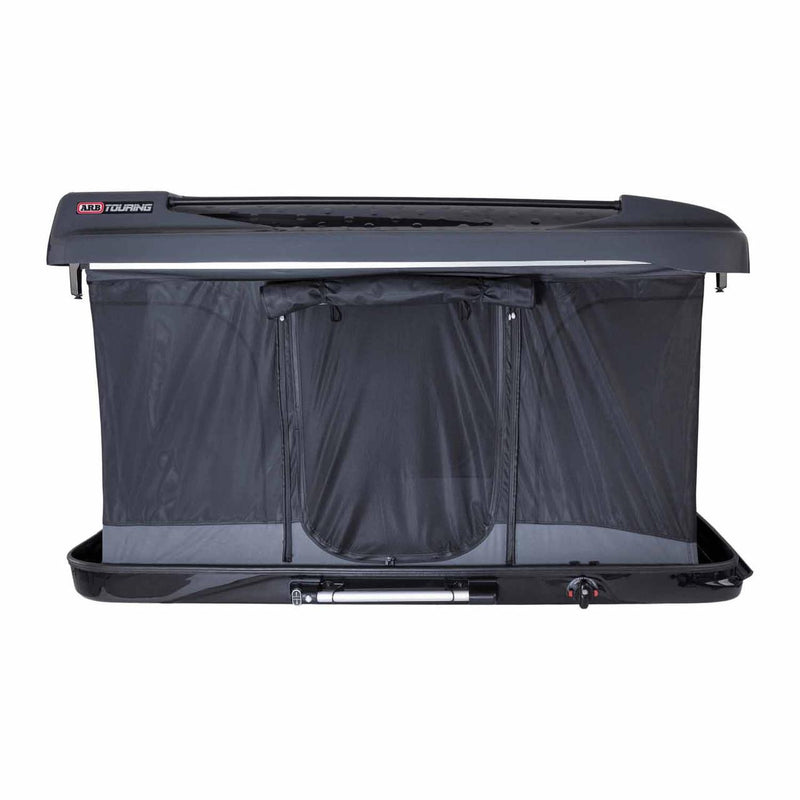 ARB Altitude hardshell rooftop tent raised, shown on white