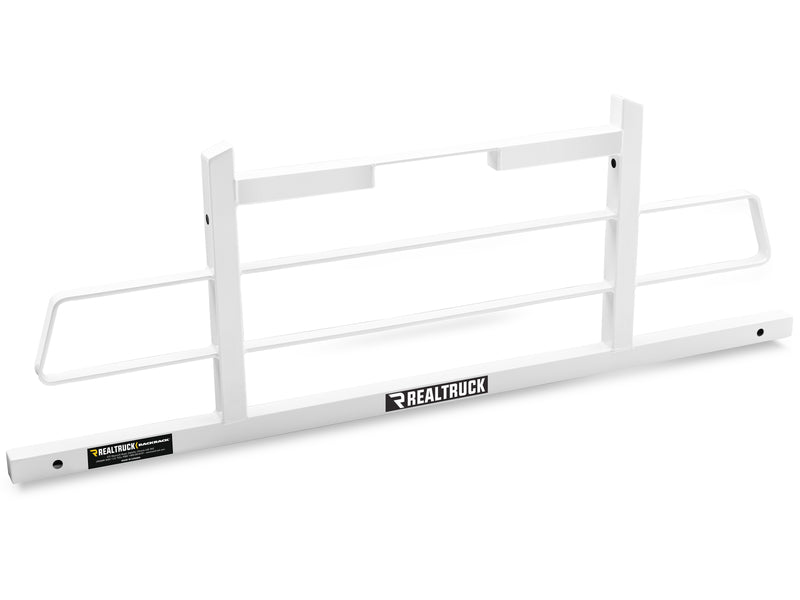 BackRack Original: white Original headache rack with side grab handles shown alone at an angle on a white background