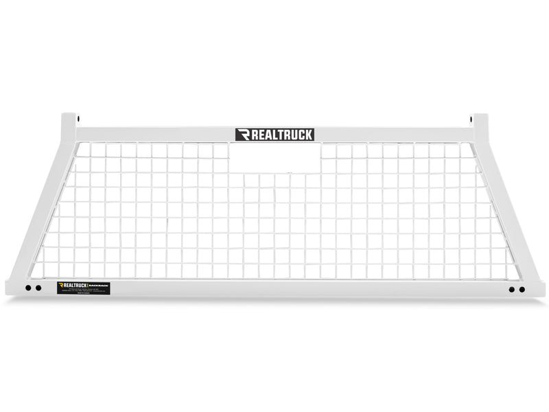 BackRack Safety: white powder coat Safety headache rack with a wire mesh screen, shown straight on against a white background