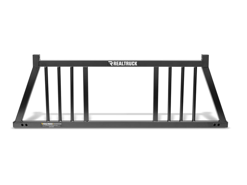 BackRack Three Round: front view of a black headache rack with vertical bars on each side and an open center on a white background