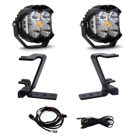 Baja Designs LP4 A-Pillar Light Kit, complete kit on a studio background: A pair of Baja Designs LP4 LED pods