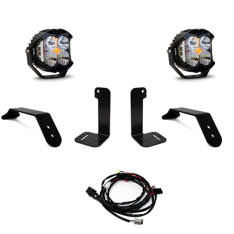 Baja Designs LP4 Pro Bumper Light Kit, complete kit on a studio background: A pair of LP4 Pro lights on white