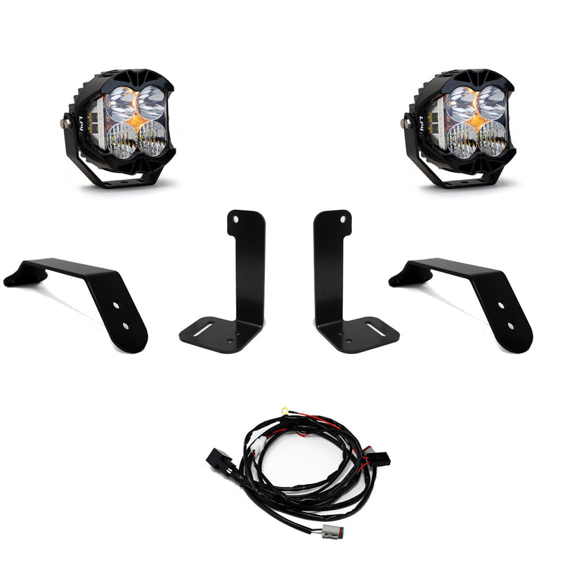 Baja Designs LP4 Pro Bumper Light Kit, complete kit on a studio background: A pair of LP4 Pro lights on white