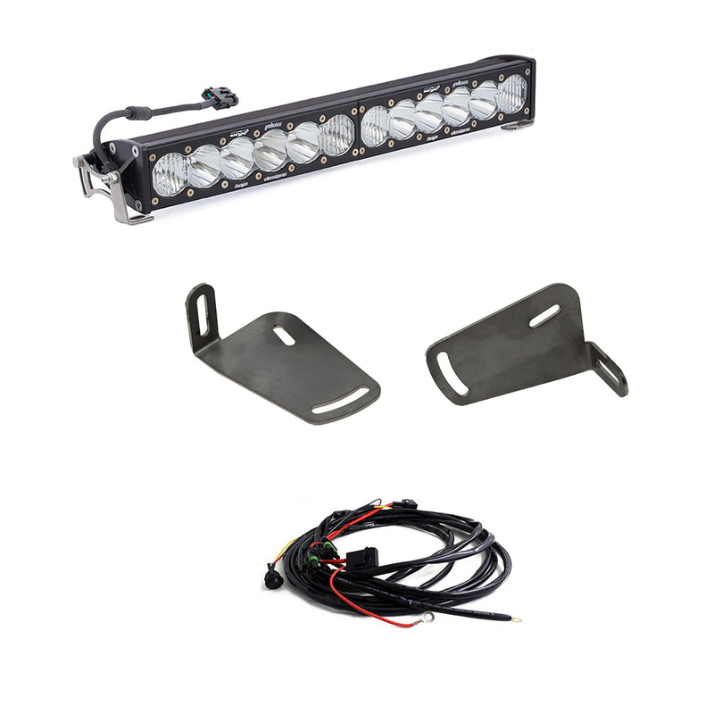 Baja Designs OnX6+ 20" Bumper Light Bar Kit, complete kit on a studio background: an OnX6+ light bar