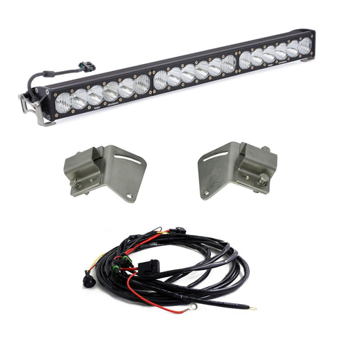 Baja Designs OnX6+ 30" Grille Light Bar Kit, complete kit on a studio background: A 30" OnX6+ LED light bar