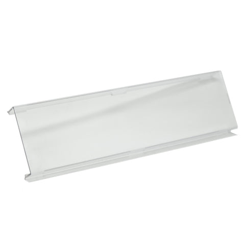 Baja Designs OnX6 Single Rock Guard, whole product on a studio background: A clear long rectangular OnX6 rock guard on a white background