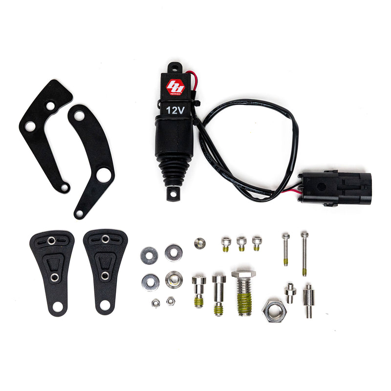 Baja Designs REFLEX Light Actuator Kit, XL Standard Housing, complete kit on a studio background: the REFLEX actuator kit for XL housings laid out on white: 12V actuator