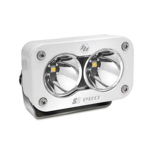 Baja Designs S2 Pro White LED Auxiliary Light Pod, whole product on a studio background: A white S2 Pro LED pod