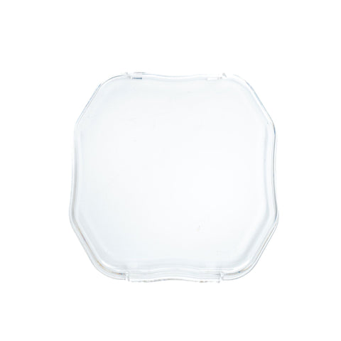 Baja Designs Squadron 2.0 Single Rock Guard, whole product on a studio background: A clear square snap-on rock guard cover on white
