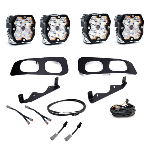 Baja Designs Squadron 2.0 Sport Dual Fog Pocket Light Kit, complete kit on a studio background: dual fog pocket kit