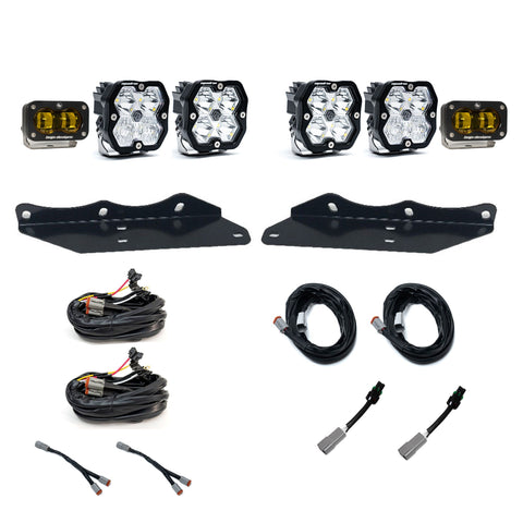 Baja Designs Squadron 2.0 Sport/S2 SAE Sportman Fog Pocket Light Kit, complete kit on a studio background: fog pocket kit