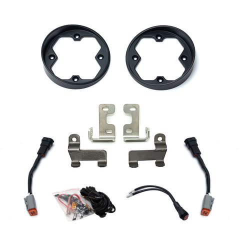 Baja Designs Squadron-R 2.0 Toyota Fog Pocket Light Mount Kit, complete kit on a studio background: fog pocket mount kit