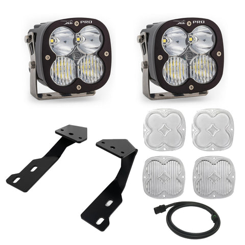Baja Designs XL Pro A-Pillar Kit, complete kit on a studio background: two black XL Pro pods