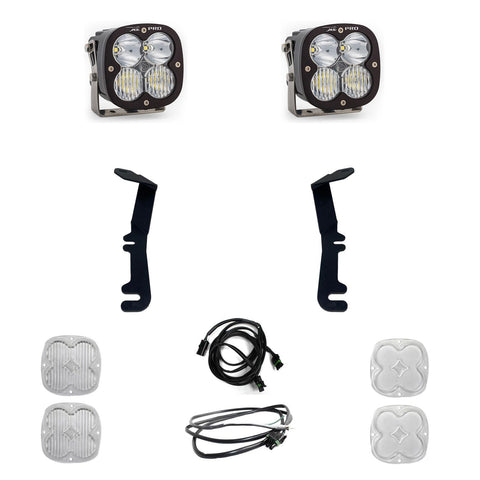 Baja Designs XL Pro A-Pillar Light Kit, complete kit on a studio background: two black XL Pro pods