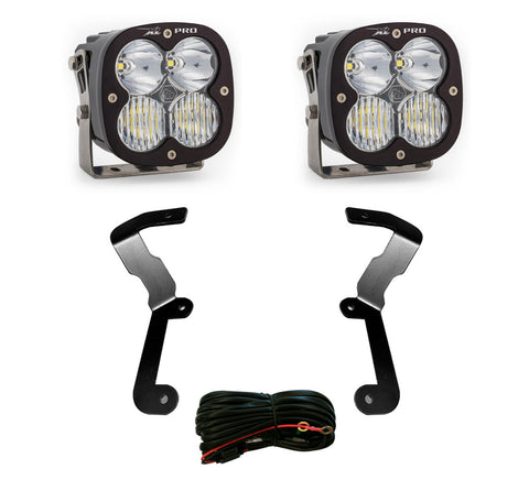 Baja Designs XL Pro A-Pillar Light Kit, complete kit on a studio background: two black XL Pro pods