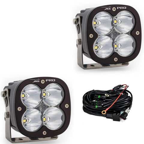 Baja Designs XL Pro LED Auxiliary Light Pod Pair, whole product on a studio background: A pair of black XL Pro LED light pods