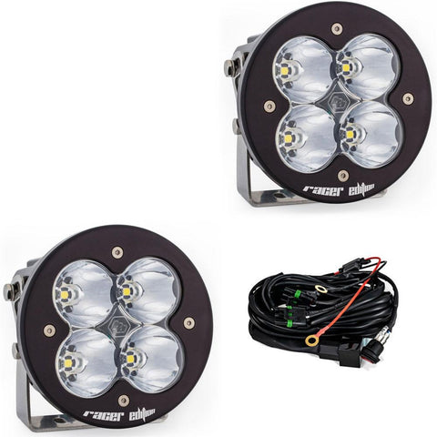 Baja Designs XL-R Racer Edition LED Auxiliary Light Pod Pair, whole product on a studio background: A pair of black XL-R Racer Edition LED light pods